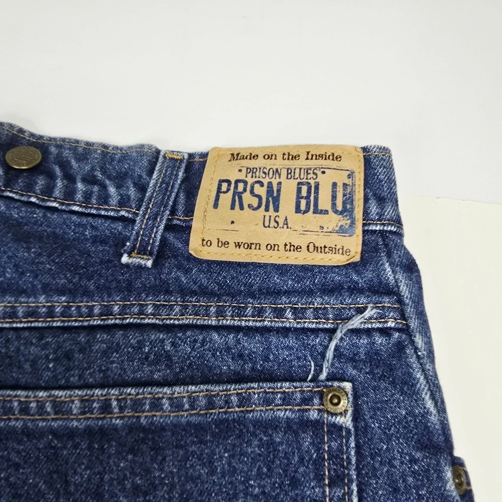 Prison Blues Jeans Mens 35x34 Work Logger Suspender Buttons Made In USA 55220 35